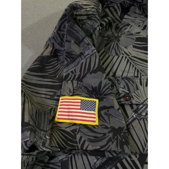 Grunt Style Garage Button Down Button up Black Death Flower Floral 3XL - Picture 7 of 10